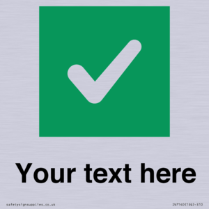 Custom plain background, green square with tick sign